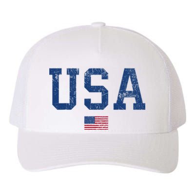 Usa Patriotic American Flag Distressed Yupoong Adult 5-Panel Trucker Hat