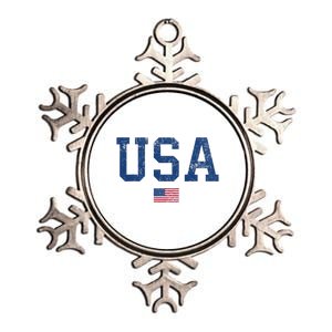 Usa Patriotic American Flag Distressed Metallic Star Ornament