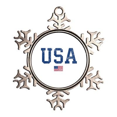 Usa Patriotic American Flag Distressed Metallic Star Ornament