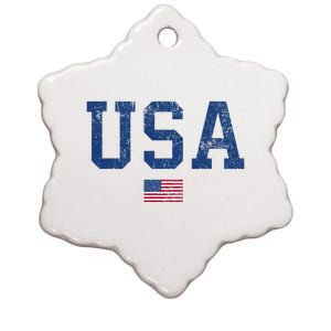 Usa Patriotic American Flag Distressed Ceramic Star Ornament