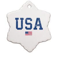 Usa Patriotic American Flag Distressed Ceramic Star Ornament