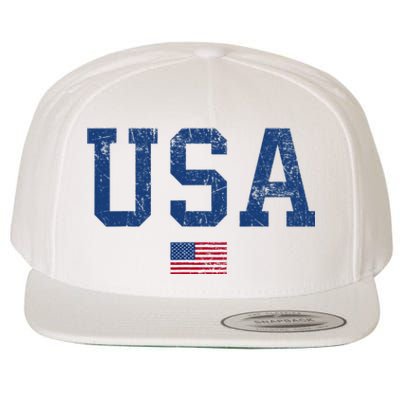 Usa Patriotic American Flag Distressed Wool Snapback Cap