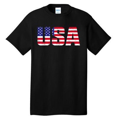 Usa Patriotic American Flag Retro American Flag 4th Of July Gifts Tall T-Shirt