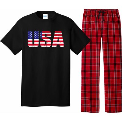 Usa Patriotic American Flag Retro American Flag 4th Of July Gifts Pajama Set