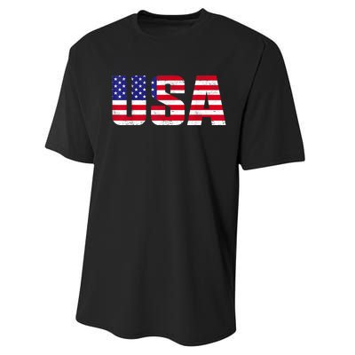 Usa Patriotic American Flag Retro American Flag 4th Of July Gifts Performance Sprint T-Shirt