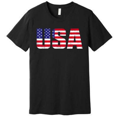 Usa Patriotic American Flag Retro American Flag 4th Of July Gifts Premium T-Shirt