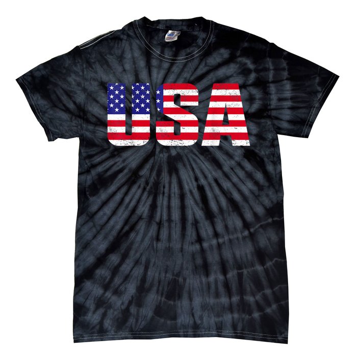 Usa Patriotic American Flag Retro American Flag 4th Of July Gifts Tie-Dye T-Shirt