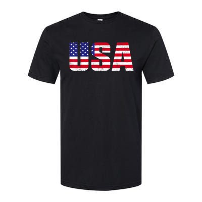 Usa Patriotic American Flag Retro American Flag 4th Of July Gifts Softstyle CVC T-Shirt