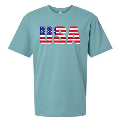 Usa Patriotic American Flag Retro American Flag 4th Of July Gifts Sueded Cloud Jersey T-Shirt