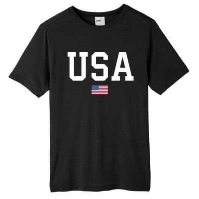 Usa Patriotic American Flag July 4th Tall Fusion ChromaSoft Performance T-Shirt