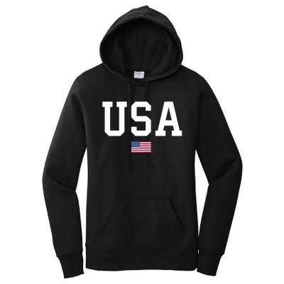 Usa Patriotic American Flag July 4th Women's Pullover Hoodie