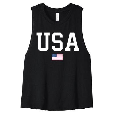 Usa Patriotic American Flag July 4th Women's Racerback Cropped Tank