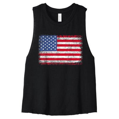 Usa Patriotic American Flag Us Women's Racerback Cropped Tank