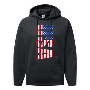 Usa Patriotic American Flag Performance Fleece Hoodie