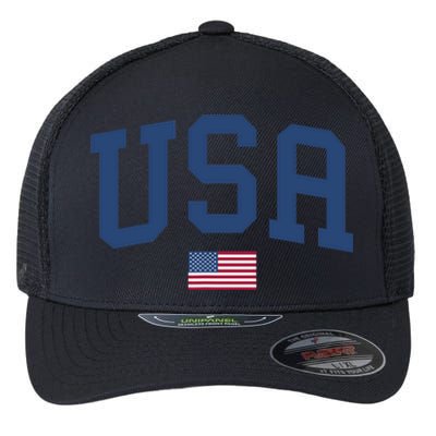 USA Patriotic American Flag Flexfit Unipanel Trucker Cap