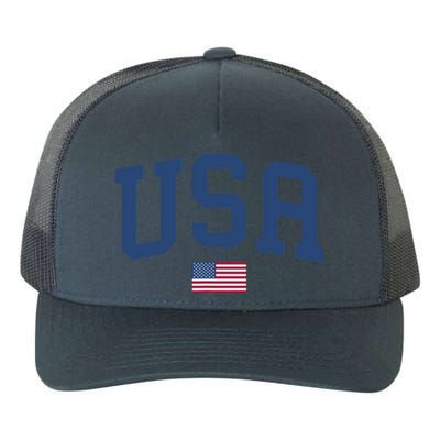 USA Patriotic American Flag Yupoong Adult 5-Panel Trucker Hat