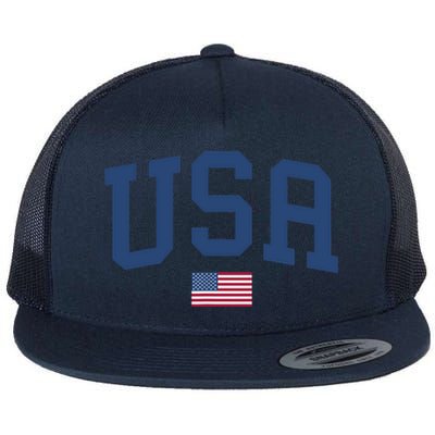 USA Patriotic American Flag Flat Bill Trucker Hat