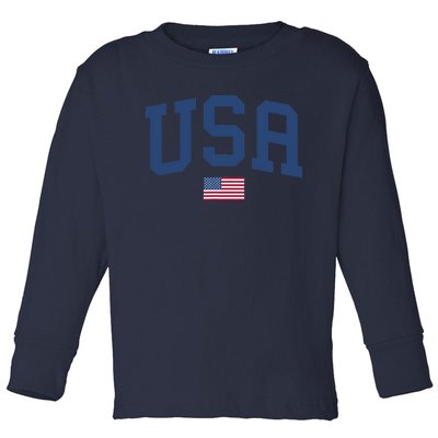 USA Patriotic American Flag Toddler Long Sleeve Shirt