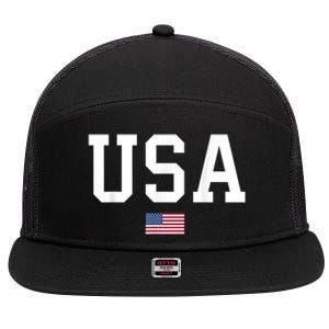 Usa Patriotic American Flag July 4th 7 Panel Mesh Trucker Snapback Hat