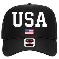 Usa Patriotic American Flag July 4th High Crown Mesh Back Trucker Hat