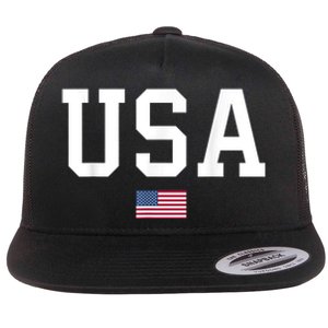 Usa Patriotic American Flag July 4th Flat Bill Trucker Hat