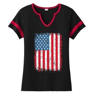 Usa Patriotic American Flag Us Ladies Halftime Notch Neck Tee