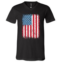 Usa Patriotic American Flag Us V-Neck T-Shirt