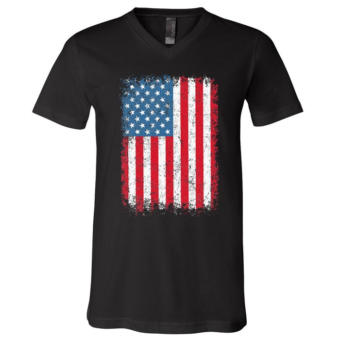 Usa Patriotic American Flag Us V-Neck T-Shirt