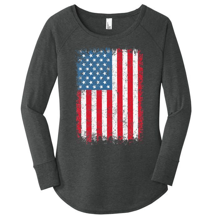 Usa Patriotic American Flag Us Women's Perfect Tri Tunic Long Sleeve Shirt