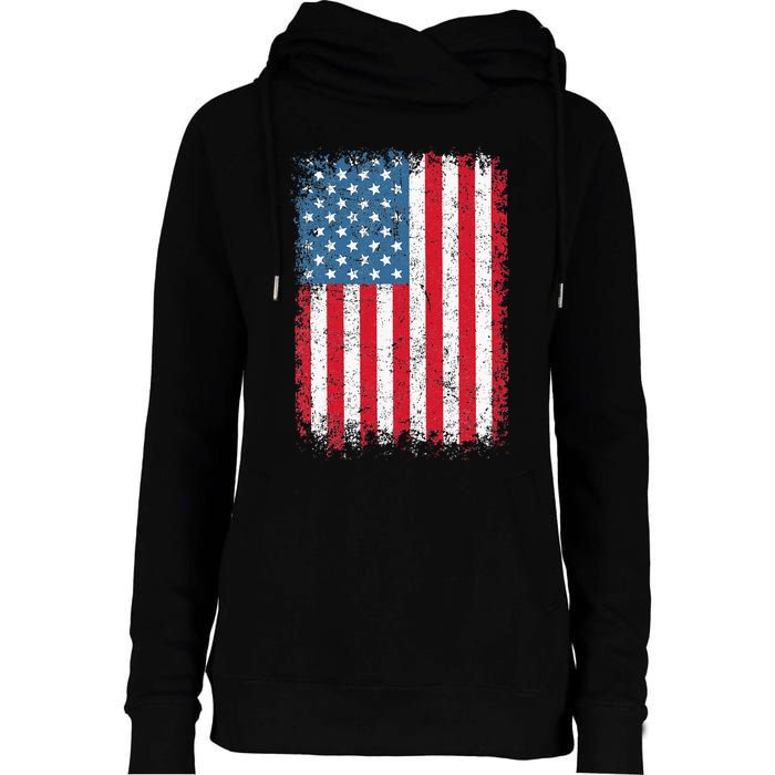 Usa Patriotic American Flag Us Womens Funnel Neck Pullover Hood