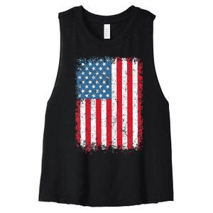 Usa Patriotic American Flag Us Women's Racerback Cropped Tank