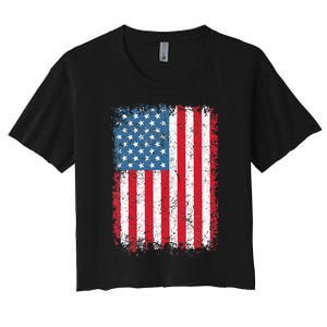 Usa Patriotic American Flag Us Women's Crop Top Tee