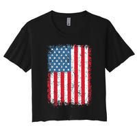 Usa Patriotic American Flag Us Women's Crop Top Tee