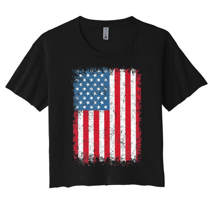 Usa Patriotic American Flag Us Women's Crop Top Tee