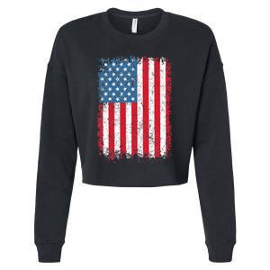 Usa Patriotic American Flag Us Cropped Pullover Crew