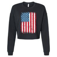 Usa Patriotic American Flag Us Cropped Pullover Crew