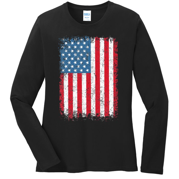 Usa Patriotic American Flag Us Ladies Long Sleeve Shirt