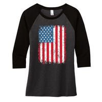 Usa Patriotic American Flag Us Women's Tri-Blend 3/4-Sleeve Raglan Shirt