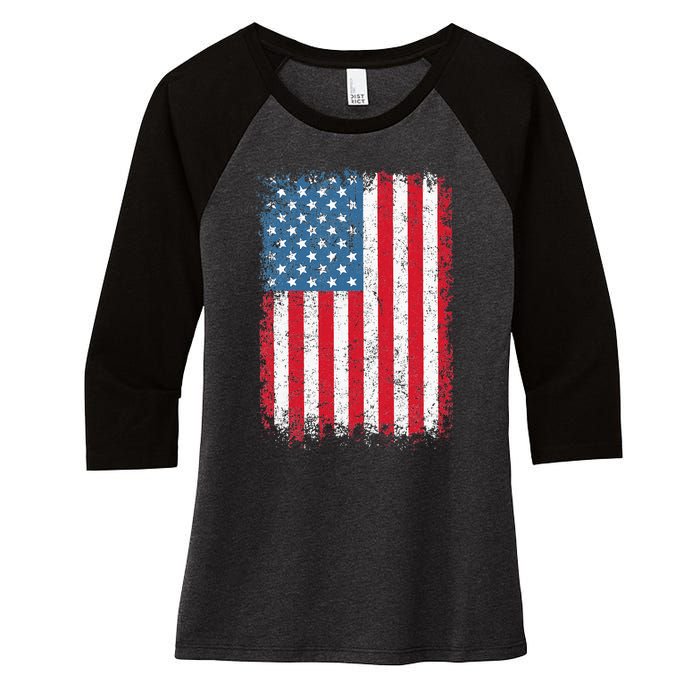 Usa Patriotic American Flag Us Women's Tri-Blend 3/4-Sleeve Raglan Shirt