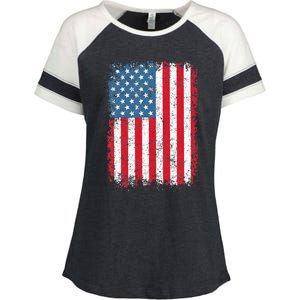 Usa Patriotic American Flag Us Enza Ladies Jersey Colorblock Tee