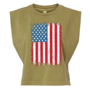 Usa Patriotic American Flag Us Garment-Dyed Women's Muscle Tee