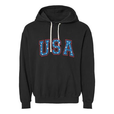 USA Patriotic American Flag 4th Of July Garment-Dyed Fleece Hoodie