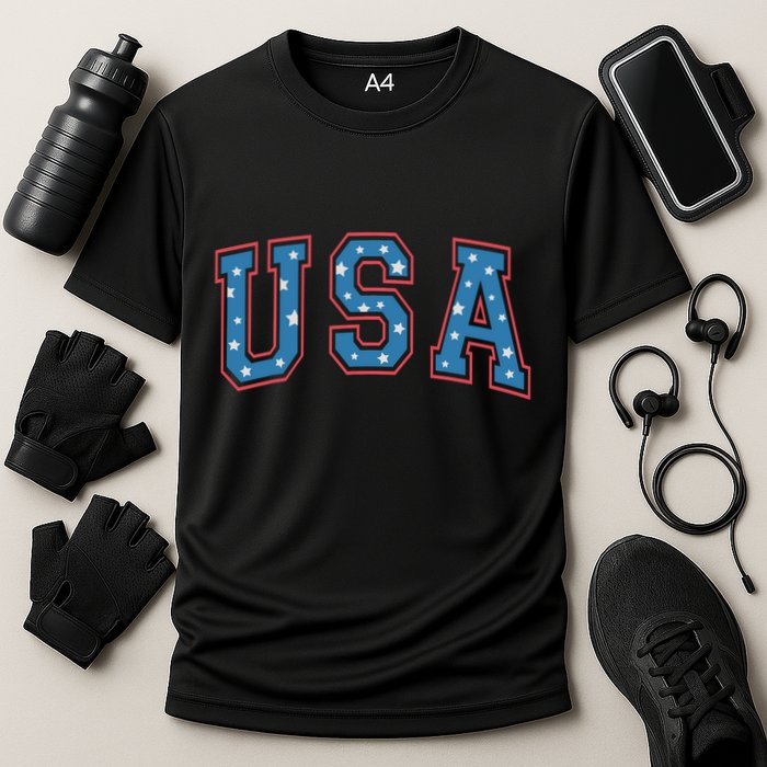 USA Patriotic American Flag 4th Of July Cooling Performance Crew T-Shirt
