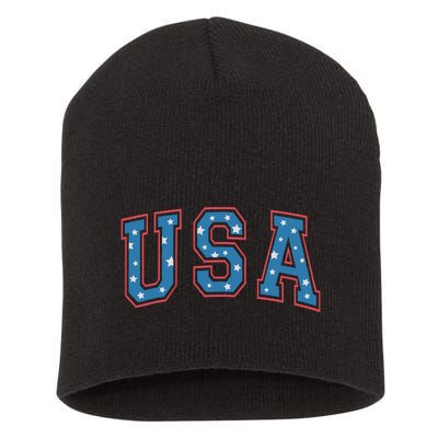 USA Patriotic American Flag 4th Of July Short Acrylic Beanie