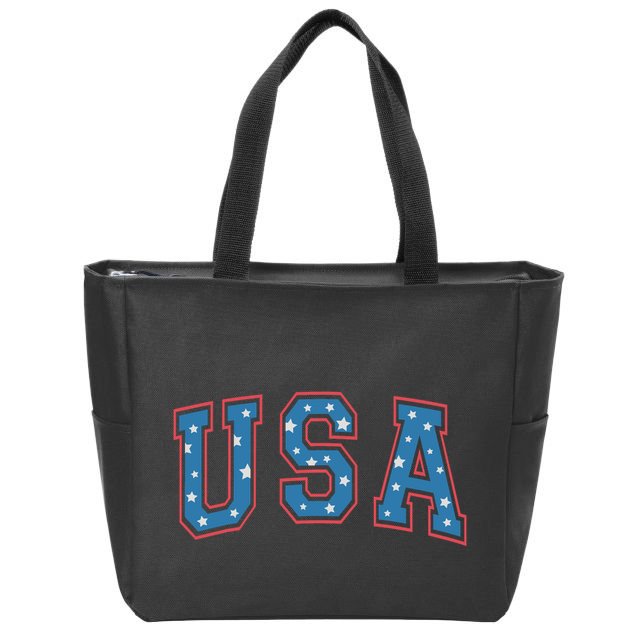 USA Patriotic American Flag 4th Of July Zip Tote Bag