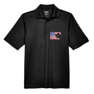 Usa Patriotic American Flag Us Cat Men's Origin Performance Pique Polo