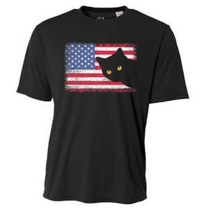 Usa Patriotic American Flag Us Cat Cooling Performance Crew T-Shirt