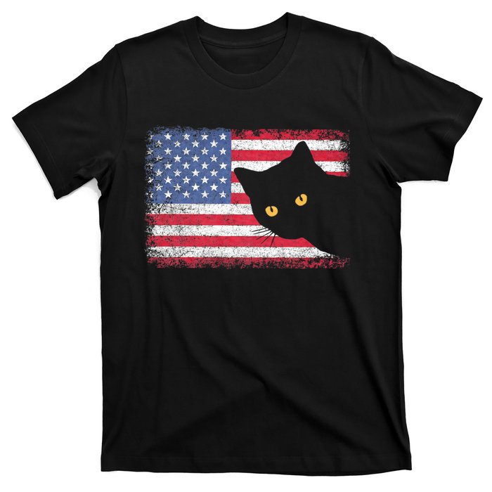 Usa Patriotic American Flag Us Cat T-Shirt