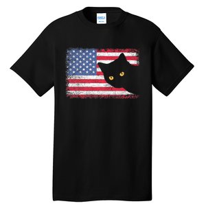 Usa Patriotic American Flag Us Cat Tall T-Shirt