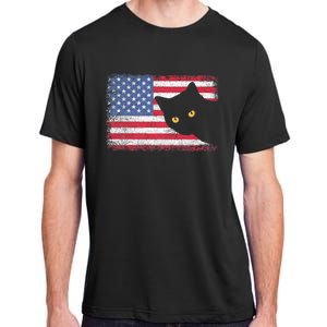 Usa Patriotic American Flag Us Cat Adult ChromaSoft Performance T-Shirt